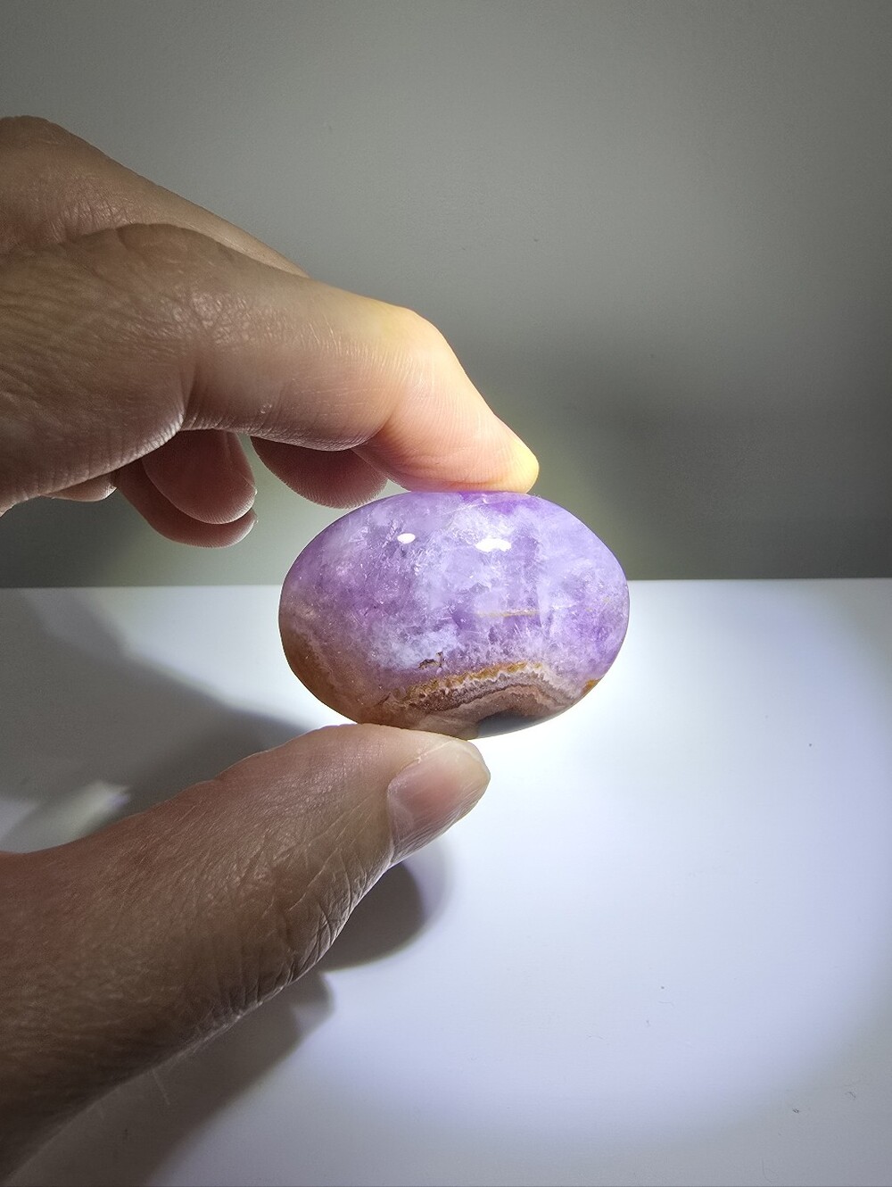 Amethyst Lace Agate Crystal Palmstone #G